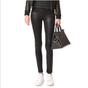 Paige Denim Black Wax Coated Skinny Jeans